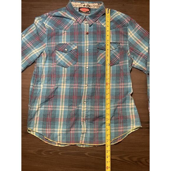 Mambo Australia Large Multicolor Plaid Pearl Snap L/S Button Up 2 Pocket Shirt - Picture 6 of 7